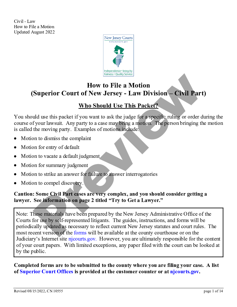 How To File A Motion (Superior Court Of New Jersey Law Division