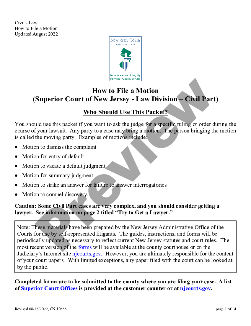 How To File A Motion (Superior Court Of New Jersey Law Division