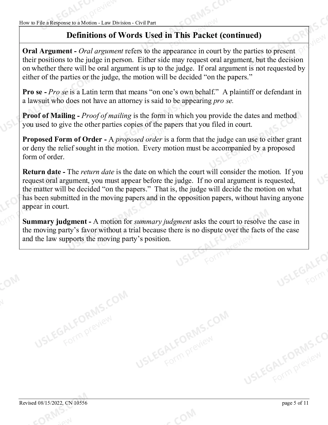 Preview How to File a Response to a Motion in the Superior Court of New Jersey - Law Division - Civil Part