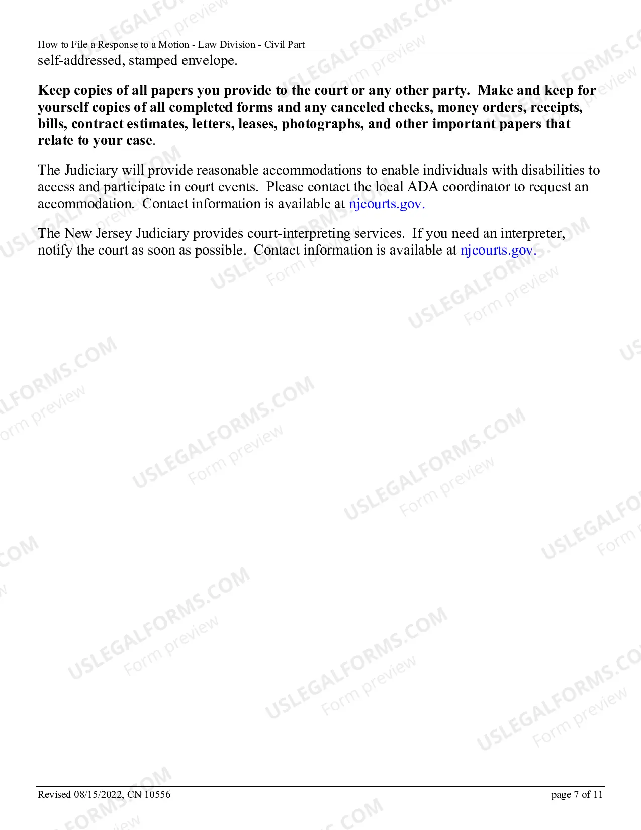 Preview How to File a Response to a Motion in the Superior Court of New Jersey - Law Division - Civil Part
