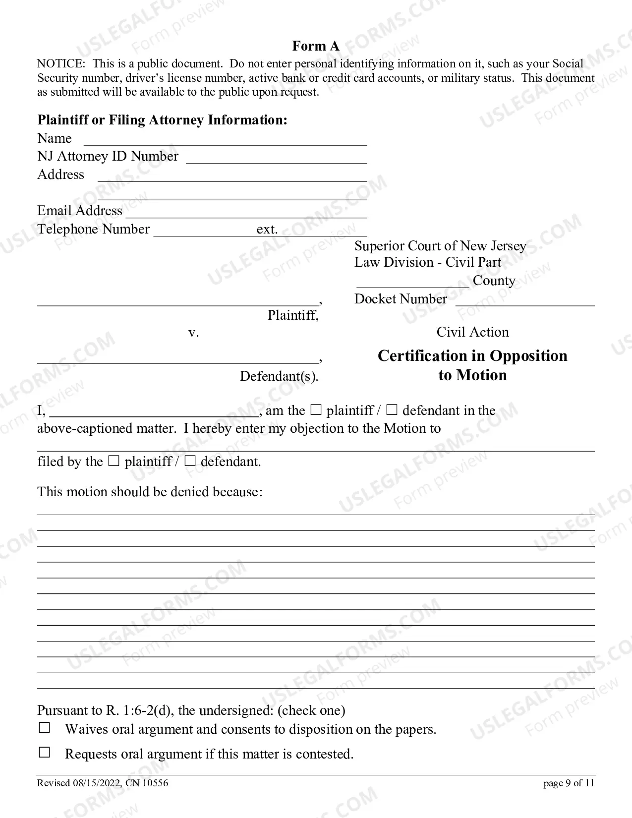 Preview How to File a Response to a Motion in the Superior Court of New Jersey - Law Division - Civil Part