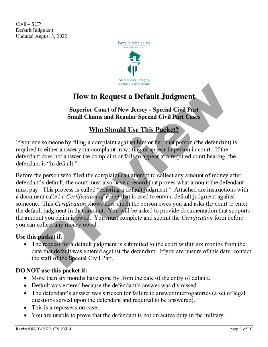 How To Request A Default Judgment In The Superior Court Of New Jersey