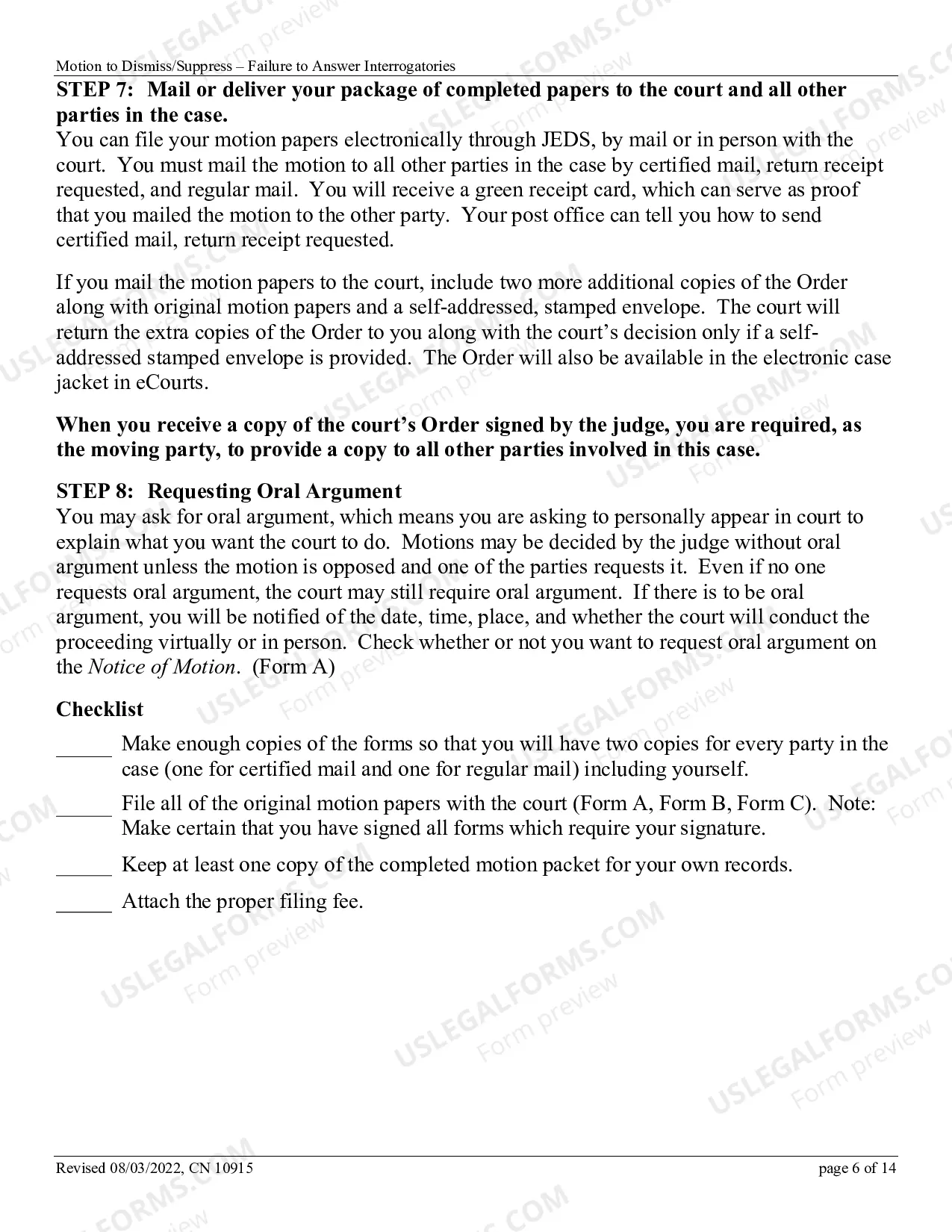 Preview How to File a Motion to Dismiss the Complaint or to Strike the Answer for Failure to Answer Interrogatories in the Special Civil Part