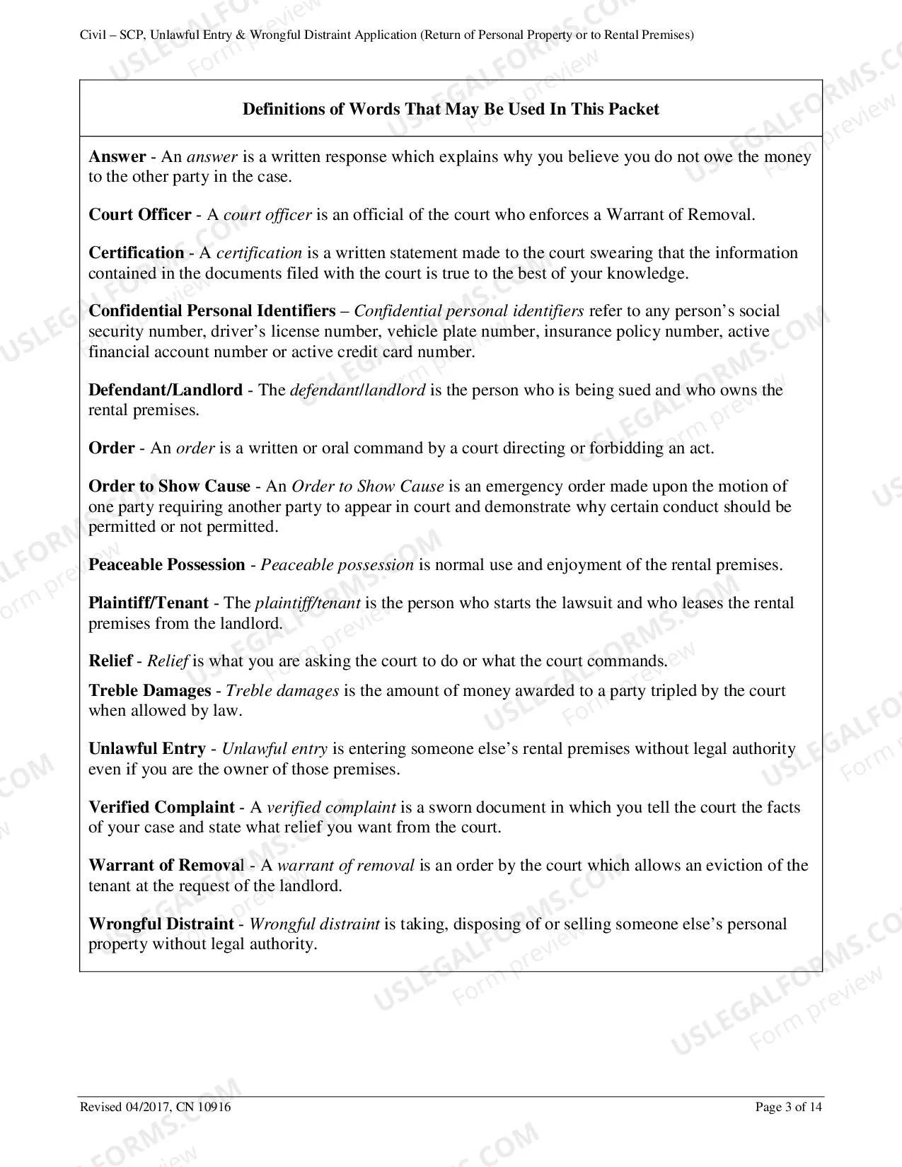 Preview How To Apply For The Return Of Your Personal Property Or To Return To Your Rental Premises