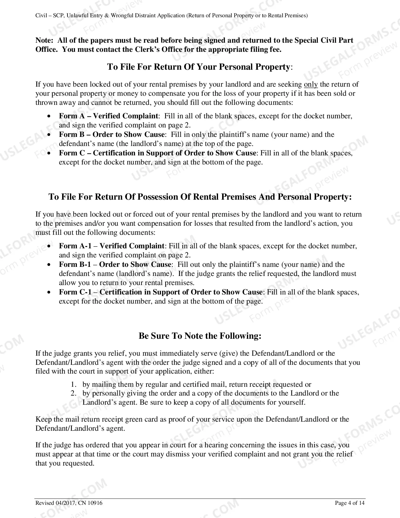 Preview How To Apply For The Return Of Your Personal Property Or To Return To Your Rental Premises