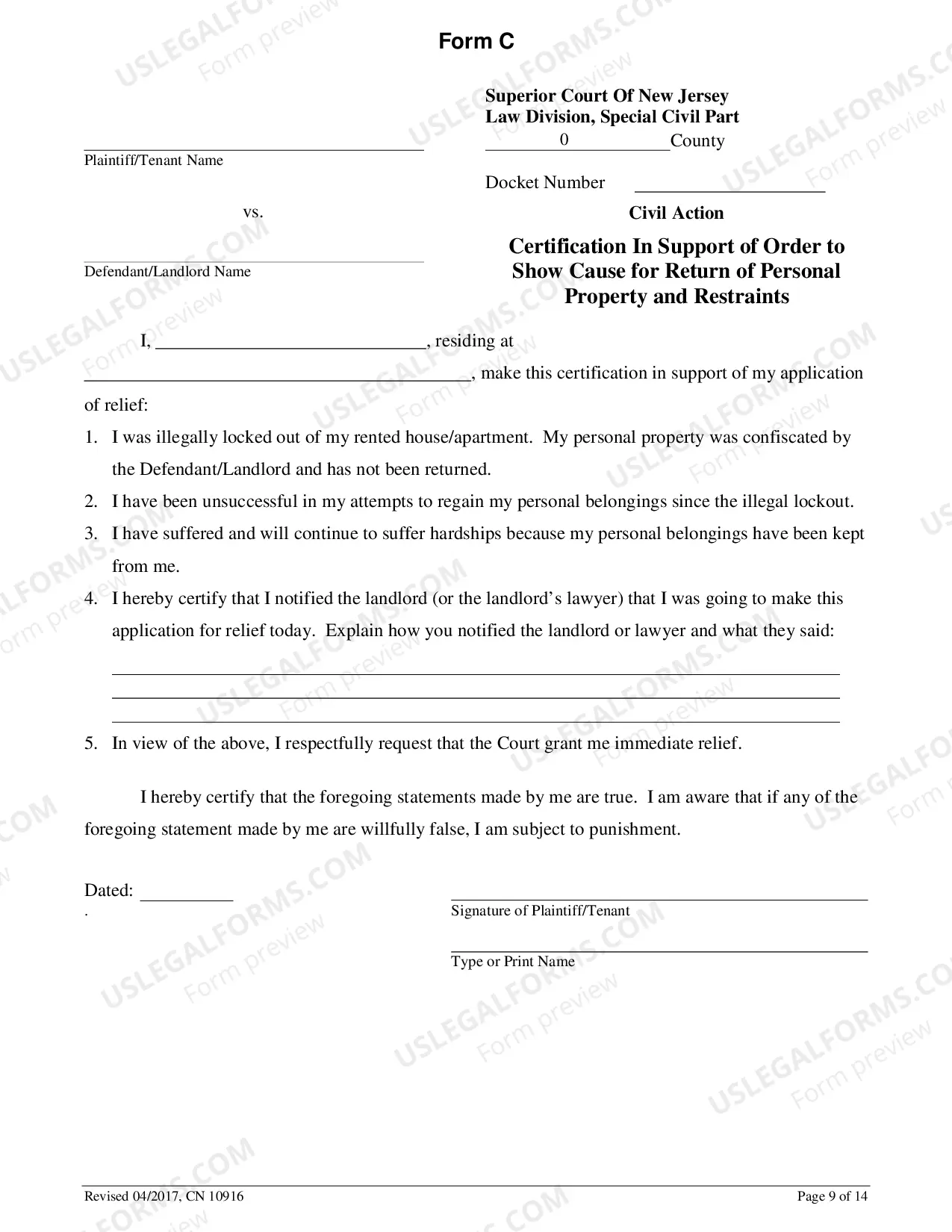 Preview How To Apply For The Return Of Your Personal Property Or To Return To Your Rental Premises