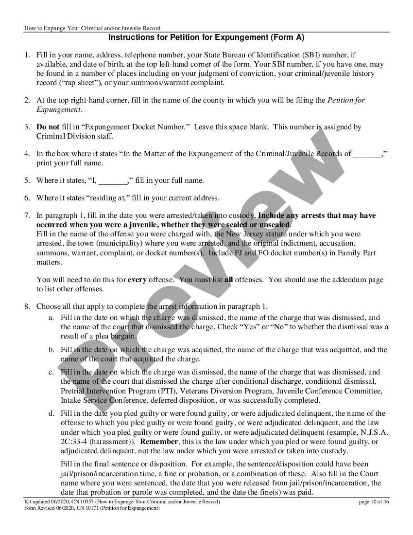 Preview New Jersey Expungement of Criminal Records Package