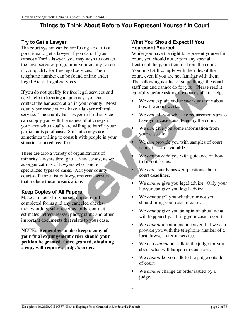Preview New Jersey Expungement of Criminal Records Package