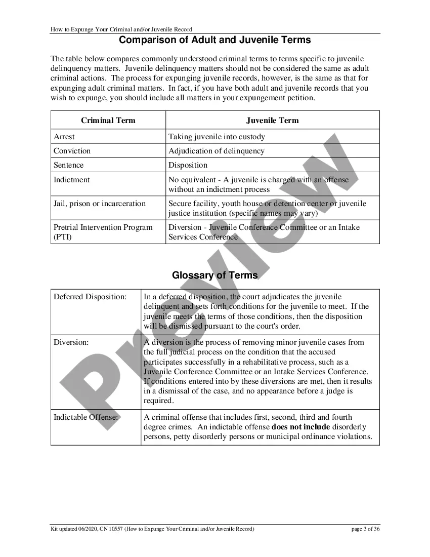 Preview New Jersey Expungement of Criminal Records Package