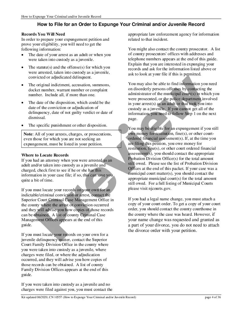 Preview New Jersey Expungement of Criminal Records Package