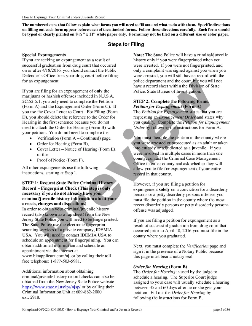 Preview New Jersey Expungement of Criminal Records Package