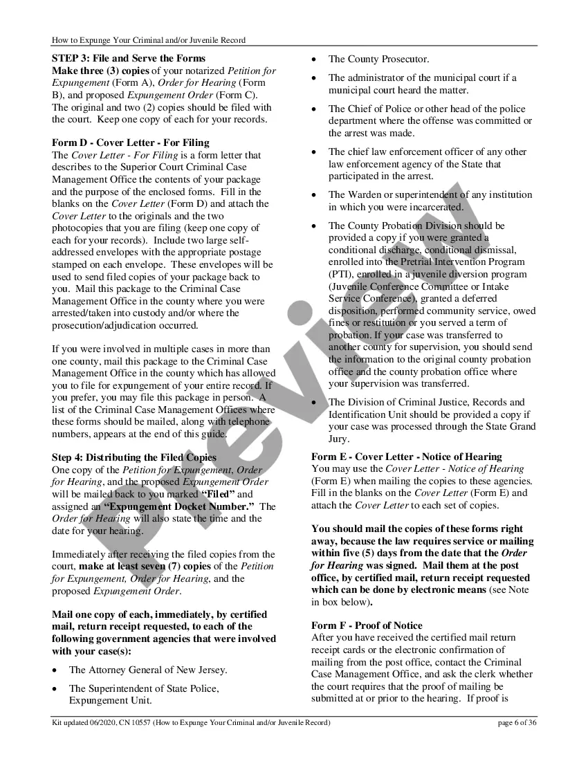 Preview New Jersey Expungement of Criminal Records Package