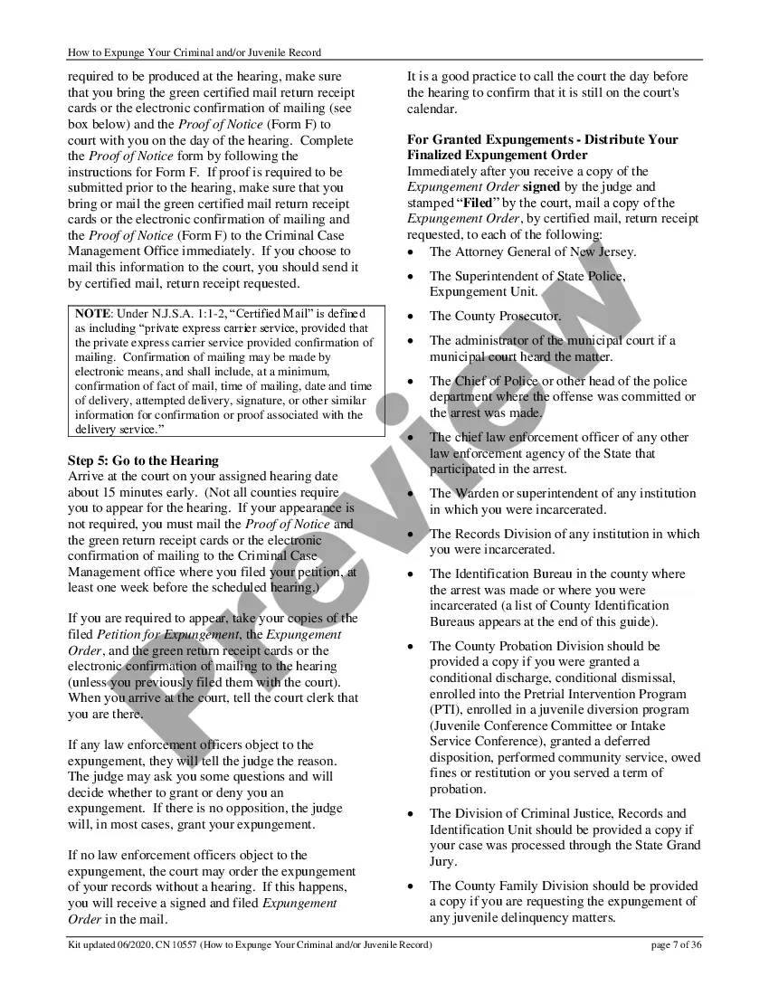 Preview New Jersey Expungement of Criminal Records Package
