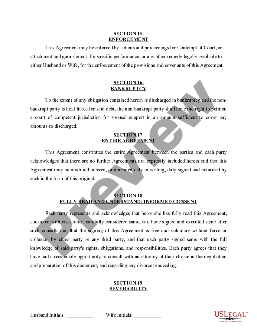 New Jersey Marital Domestic Separation and Property Settlement