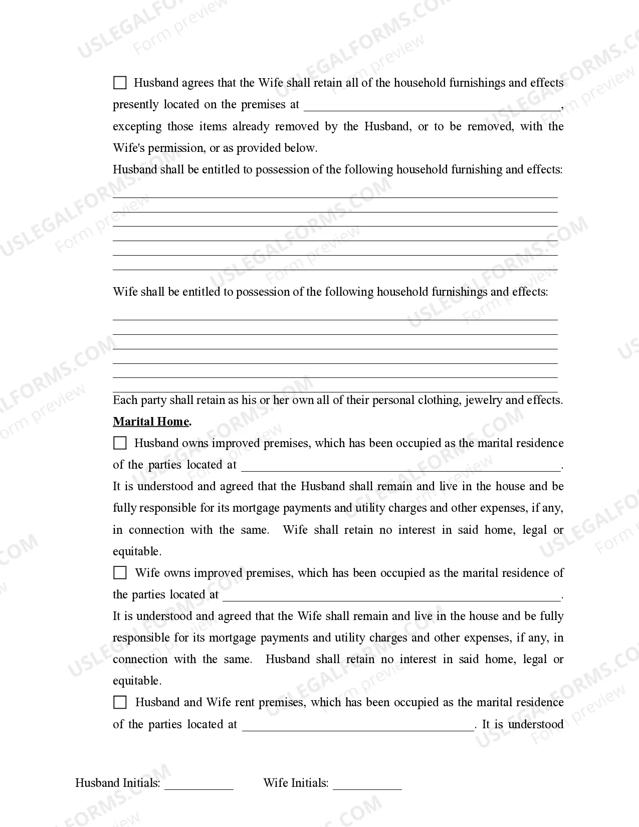 Preview Marital Domestic Separation and Property Settlement Agreement Minor Children no Joint Property or Debts where Divorce Action Filed