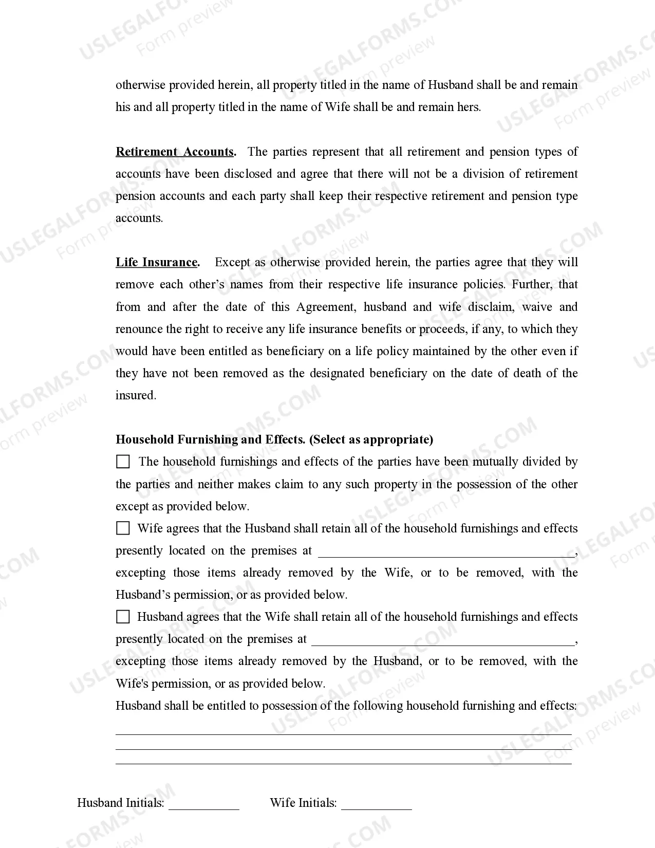 Preview Marital Domestic Separation and Property Settlement Agreement Minor Children no Joint Property or Debts effective Immediately