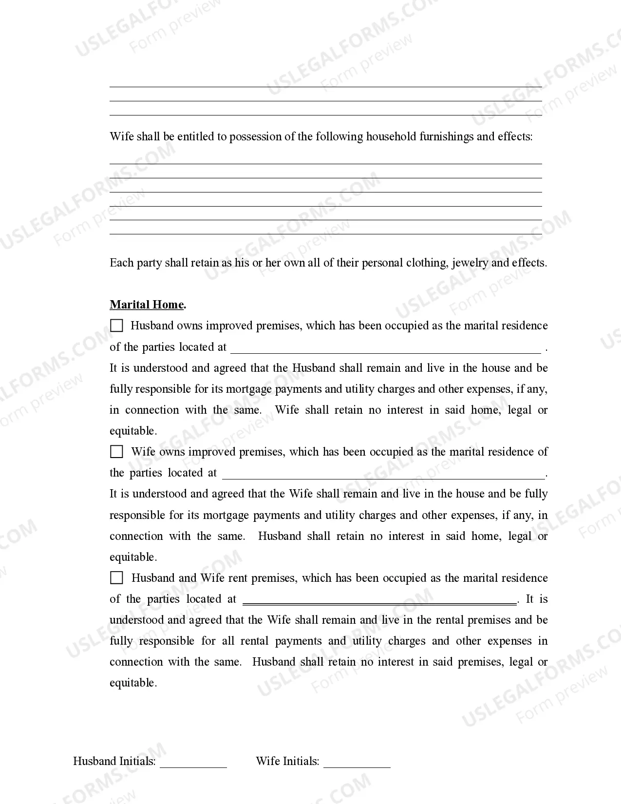 Preview Marital Domestic Separation and Property Settlement Agreement Minor Children no Joint Property or Debts effective Immediately