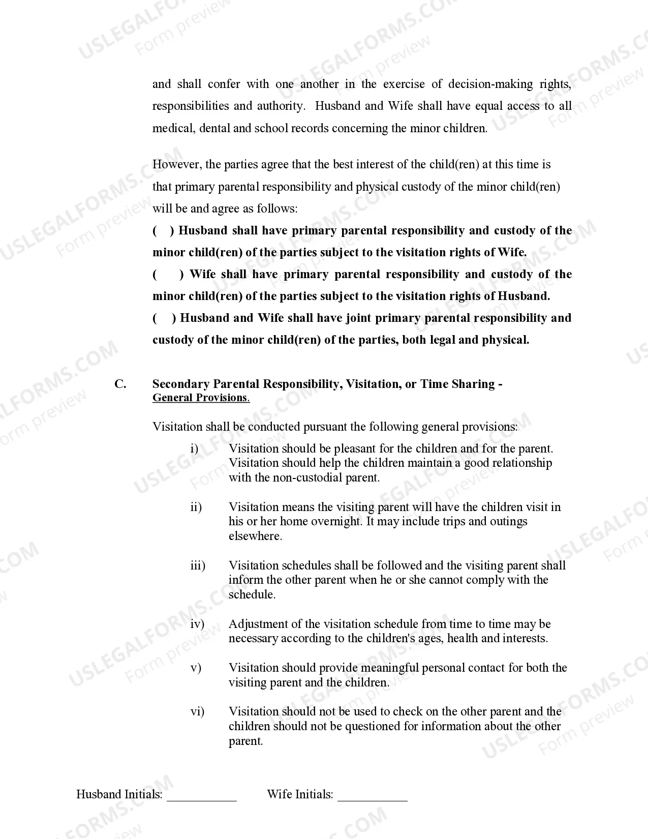 Preview Marital Domestic Separation and Property Settlement Agreement Minor Children no Joint Property or Debts effective Immediately
