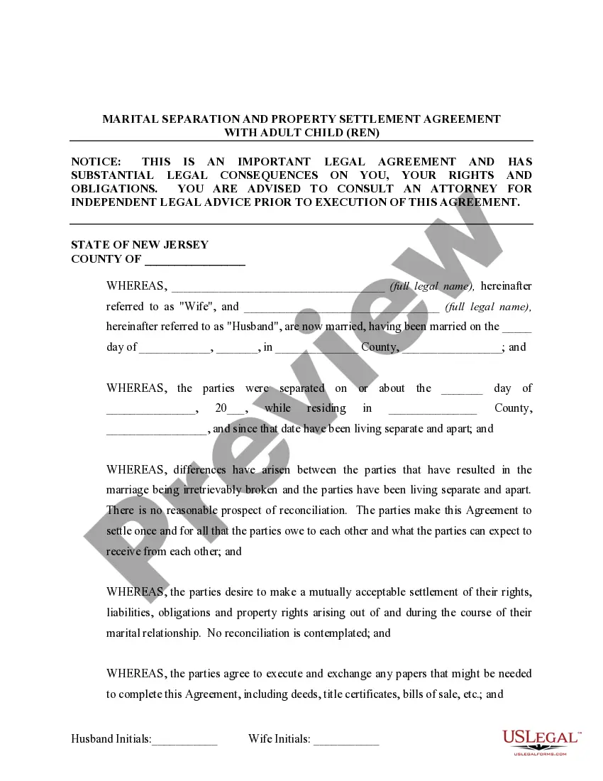 Preview Marital Domestic Separation and Property Settlement Agreement Adult Children Parties May have Joint Property or Debts where Divorce Action Filed