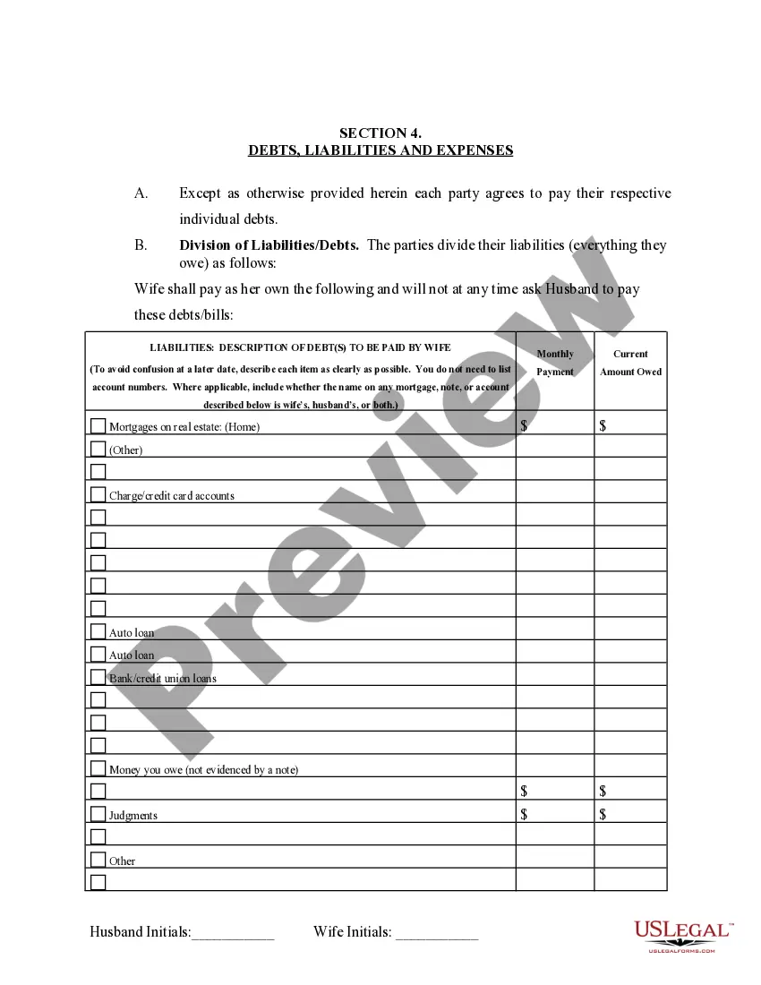 Preview Marital Domestic Separation and Property Settlement Agreement Adult Children Parties May have Joint Property or Debts where Divorce Action Filed