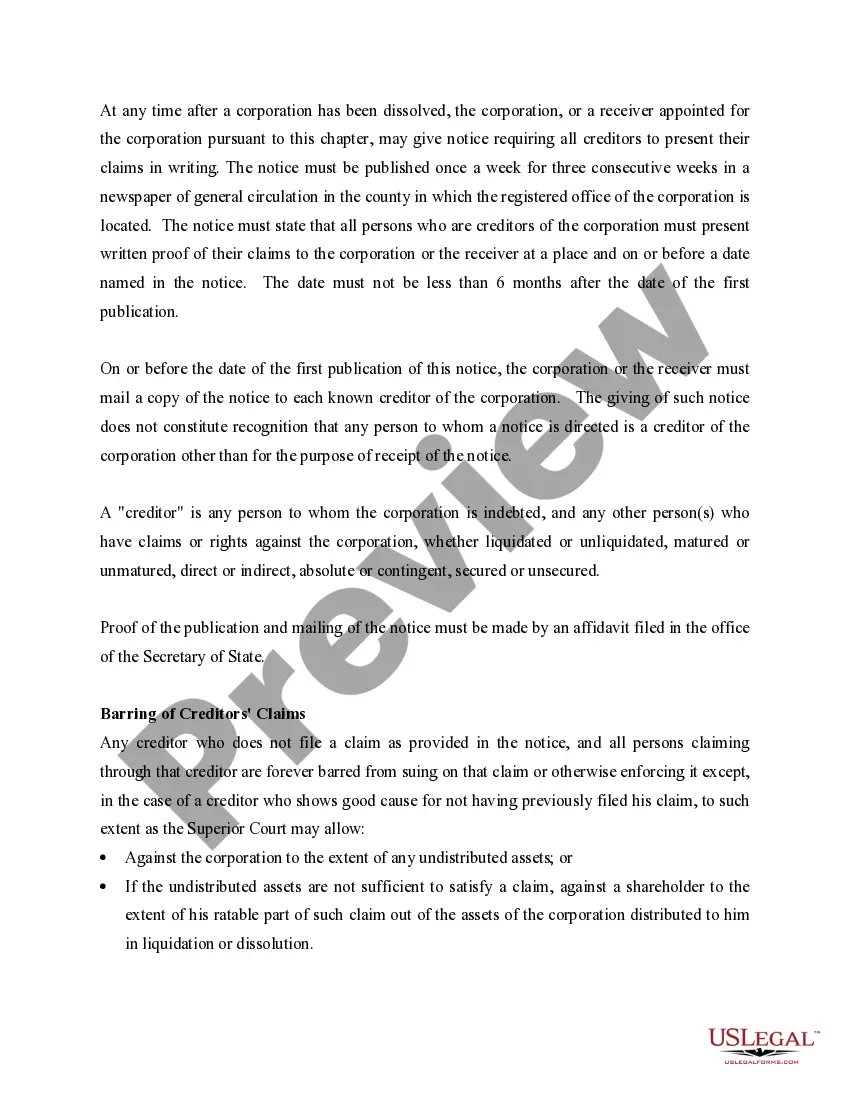 Preview New Jersey Dissolution Package to Dissolve Corporation