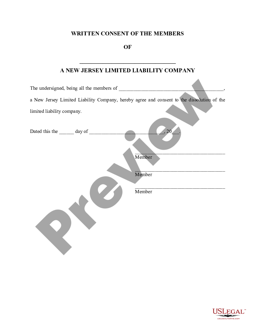 New Jersey Dissolution Package To Dissolve Limited Liability Company Llc Nj Llc Dissolution 