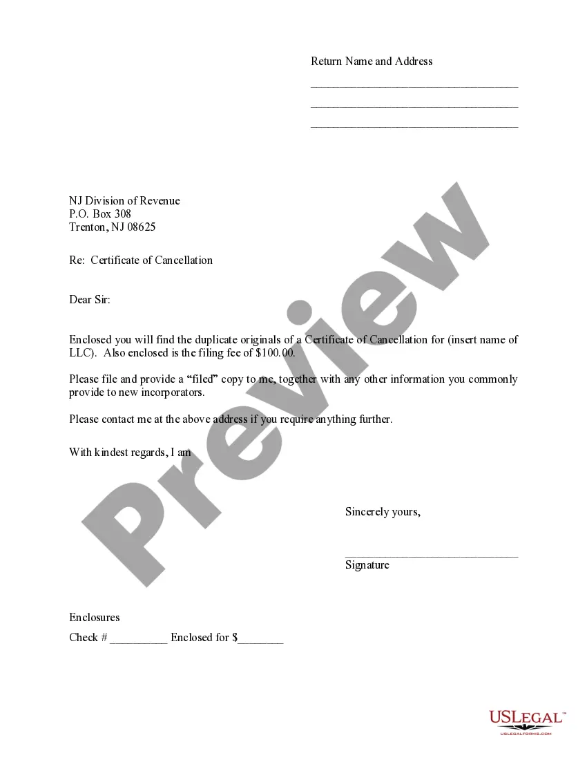 Get New Jersey Dissolution Package to Dissolve Limited Liability Company LLC Preview New Jersey Dissolution Package to Dissolve Limited Liability Company LLC
