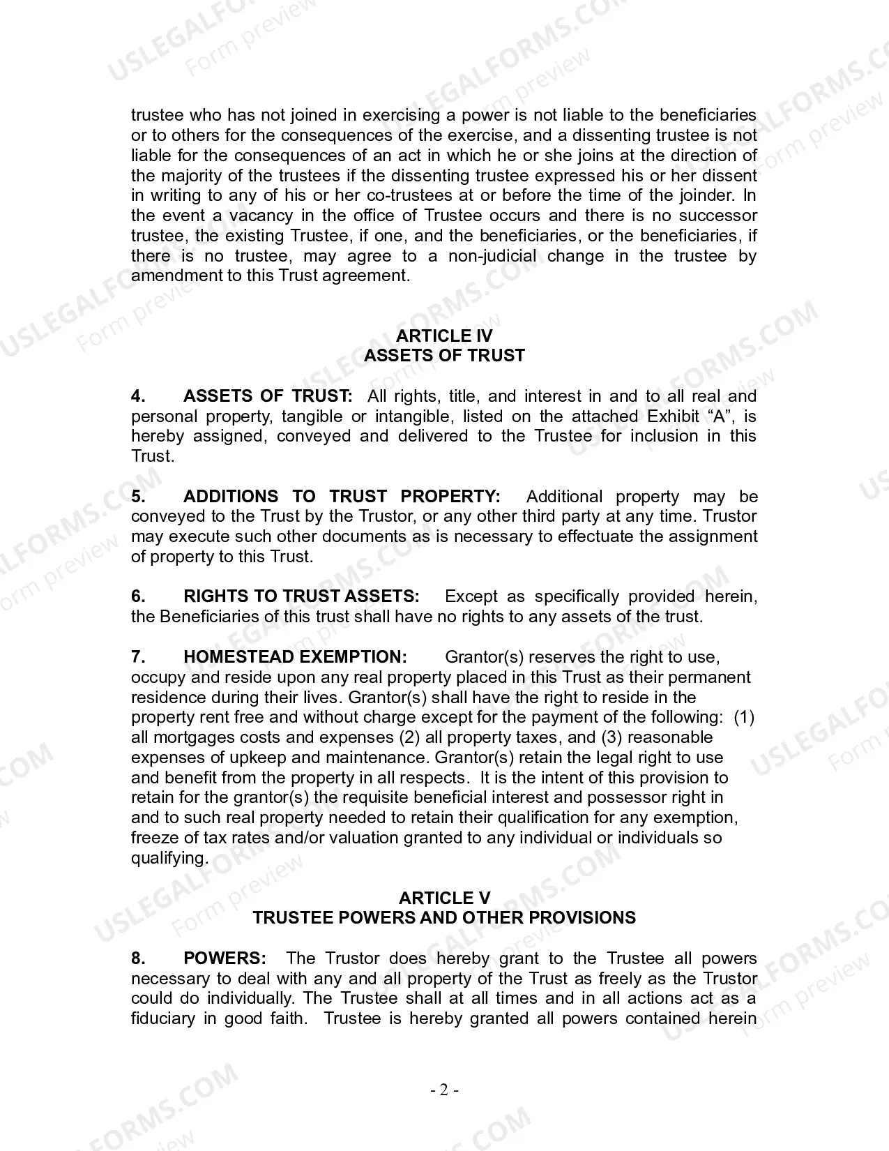 Preview Revocable Living Trust for Husband and Wife with No Children