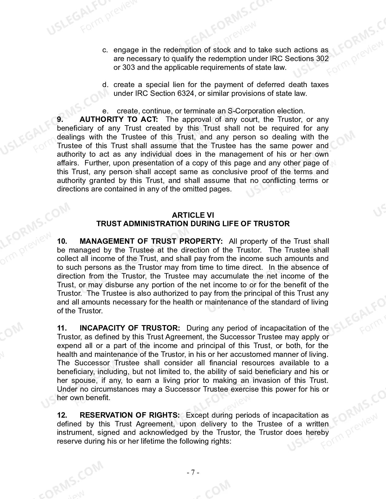 Preview Revocable Living Trust for Husband and Wife with No Children