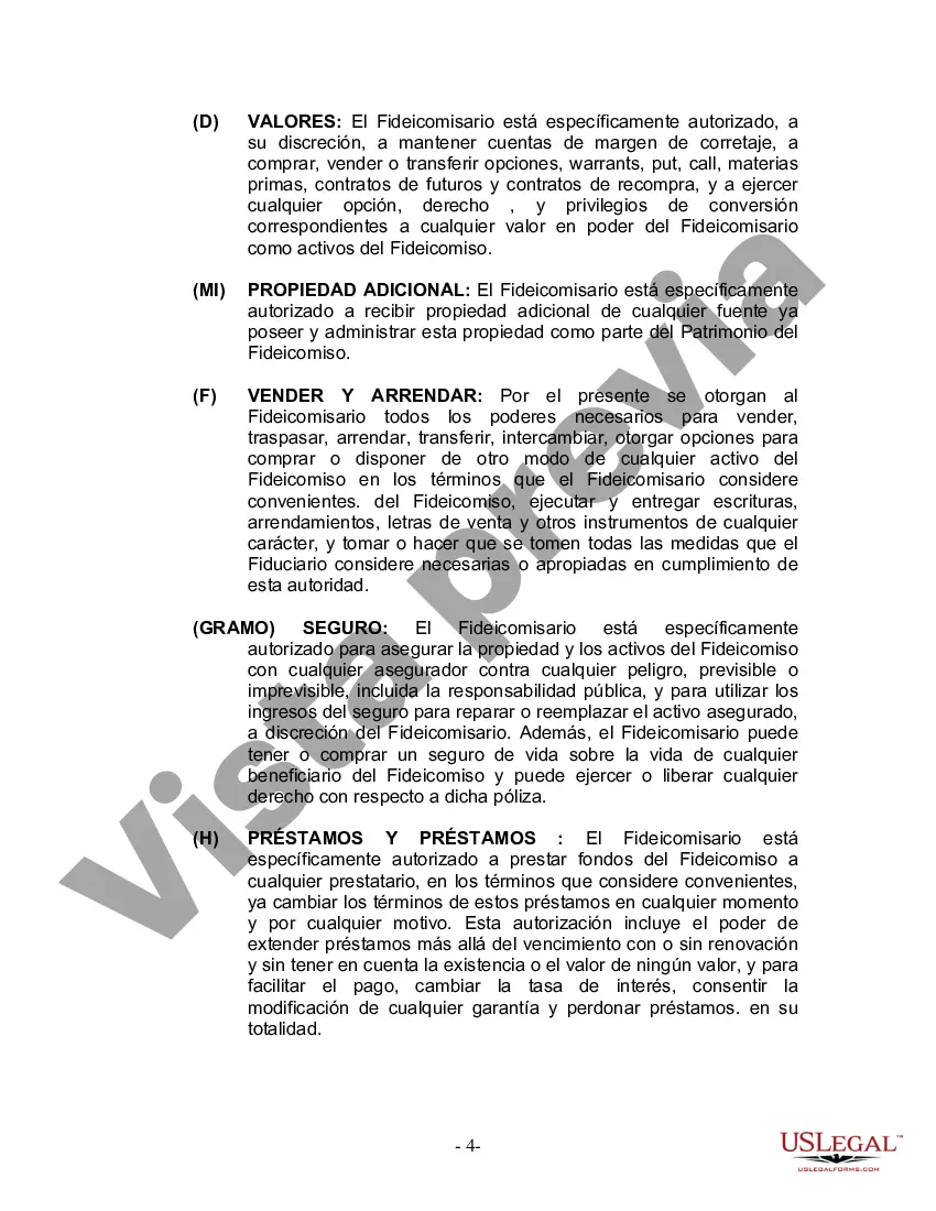 Preview Fideicomiso en Vida para Individuos Solteros, Divorciados o Viudos (o Viudos) con Hijos