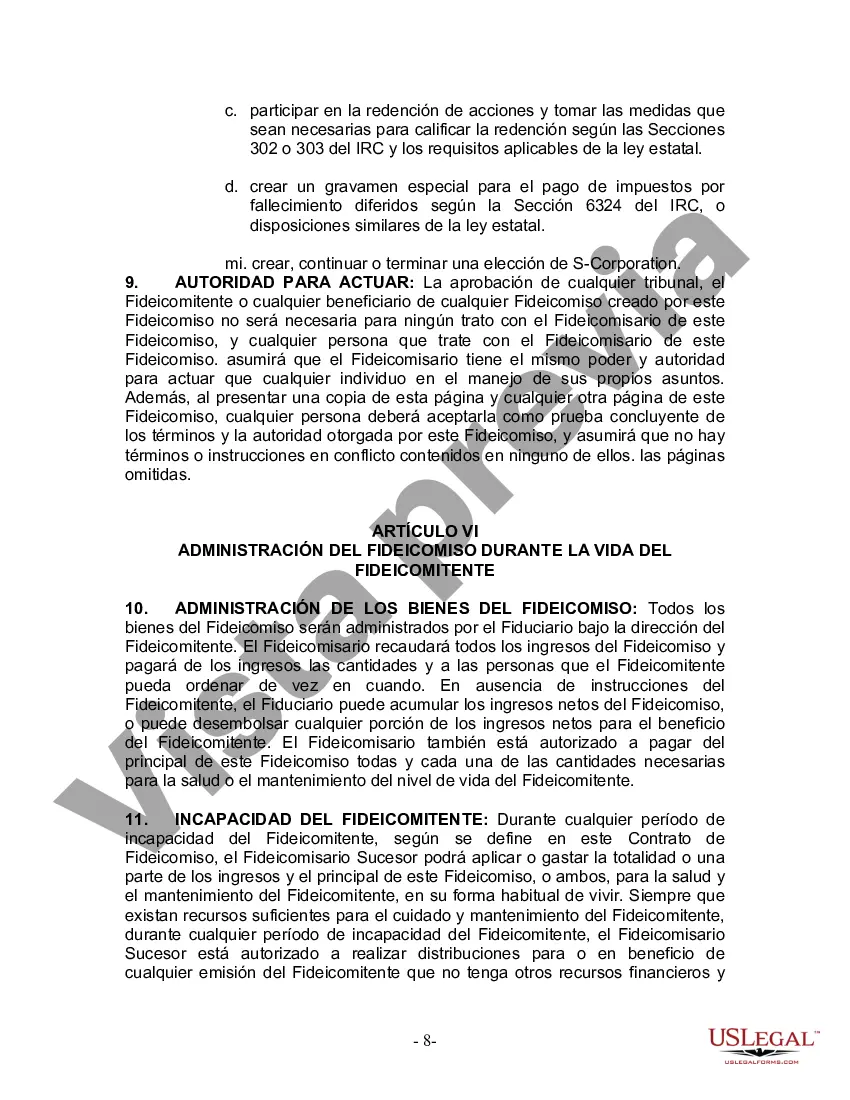 Preview Fideicomiso en Vida para Individuos Solteros, Divorciados o Viudos (o Viudos) con Hijos
