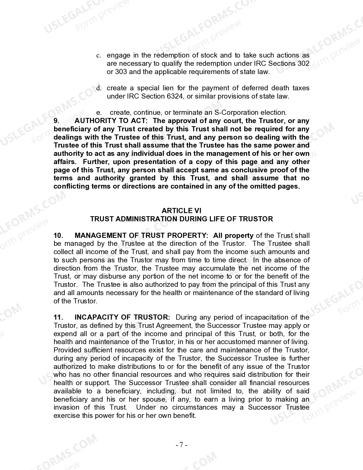 Preview Living Trust for Individual Who is Single, Divorced or Widow (or Widower) with Children