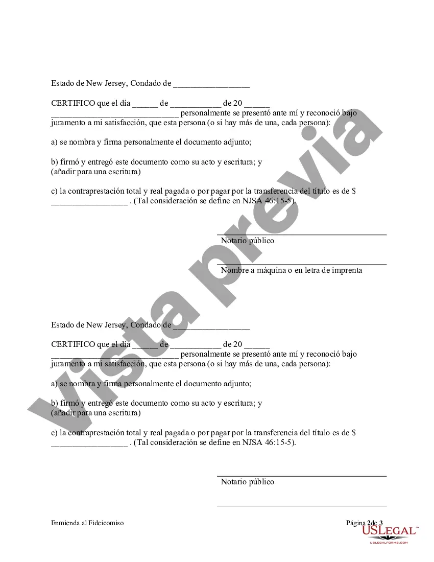 Preview Enmienda al fideicomiso en vida