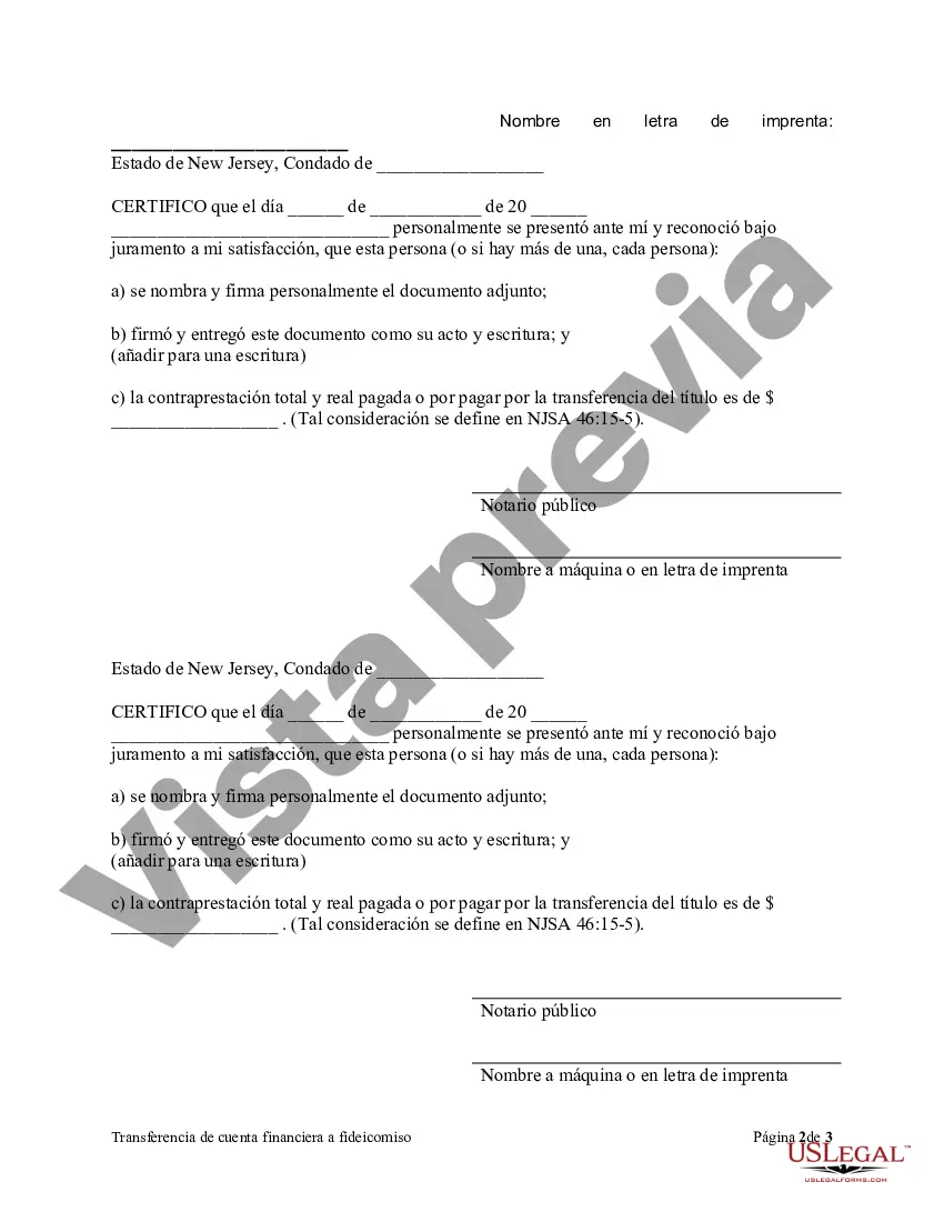 Preview Transferencia de cuenta financiera a fideicomiso en vida