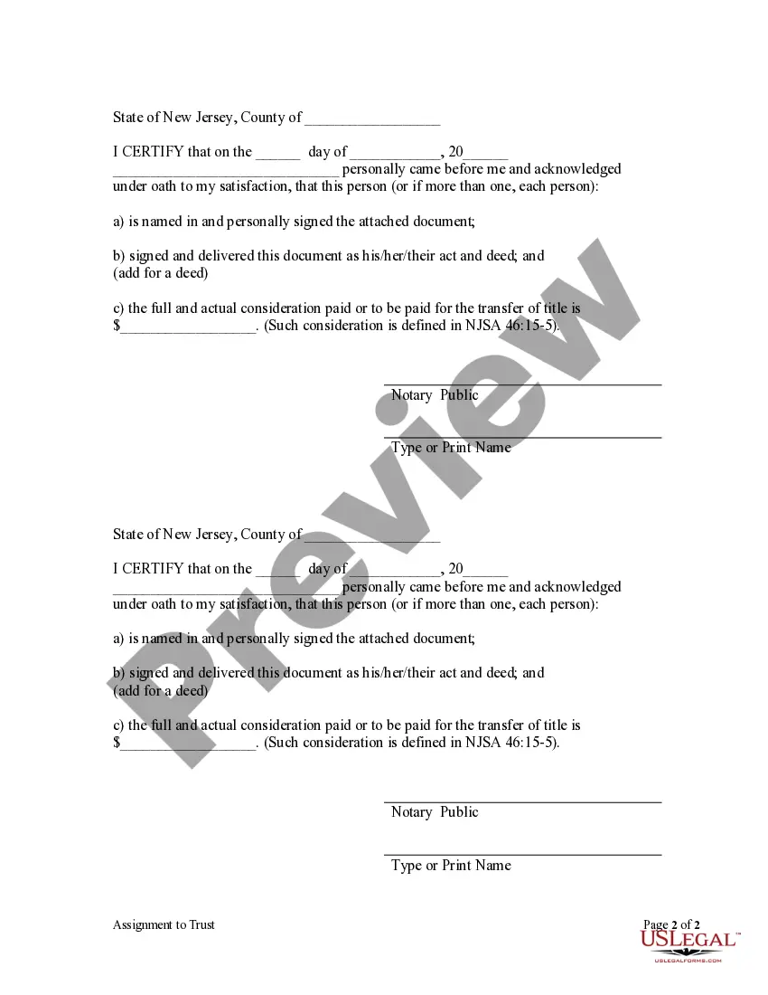 Preview Assignment to Living Trust