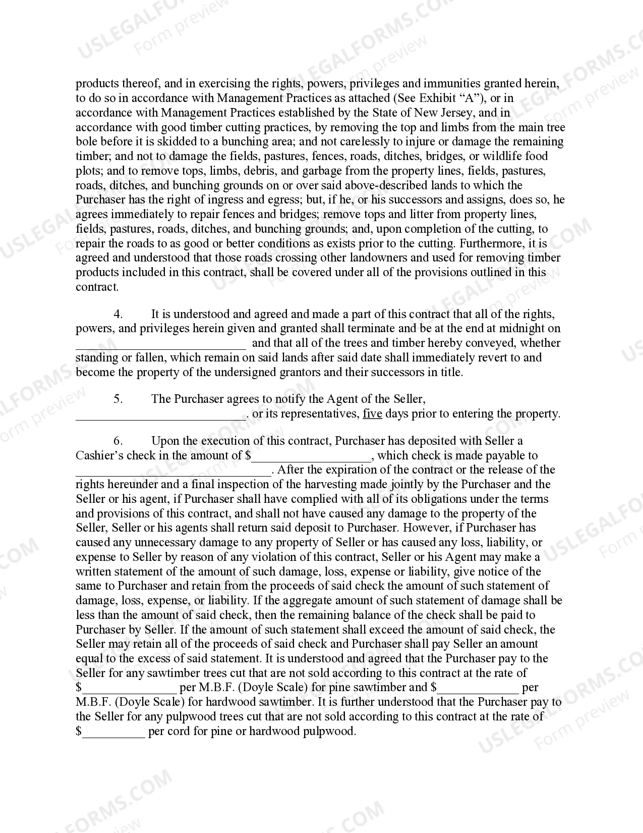 Preview New Jersey Timber Sale Contract