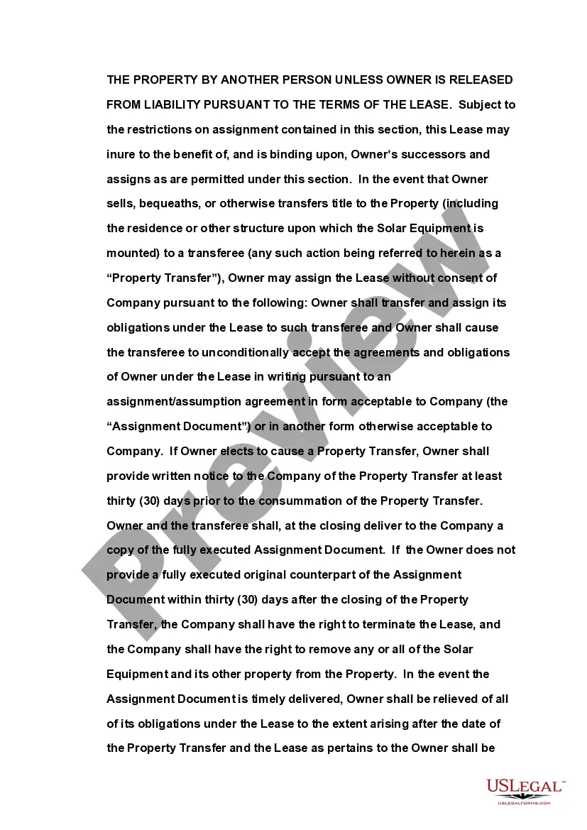 Preview Grant of Easements and Memorandum of Solar Equipment Lease