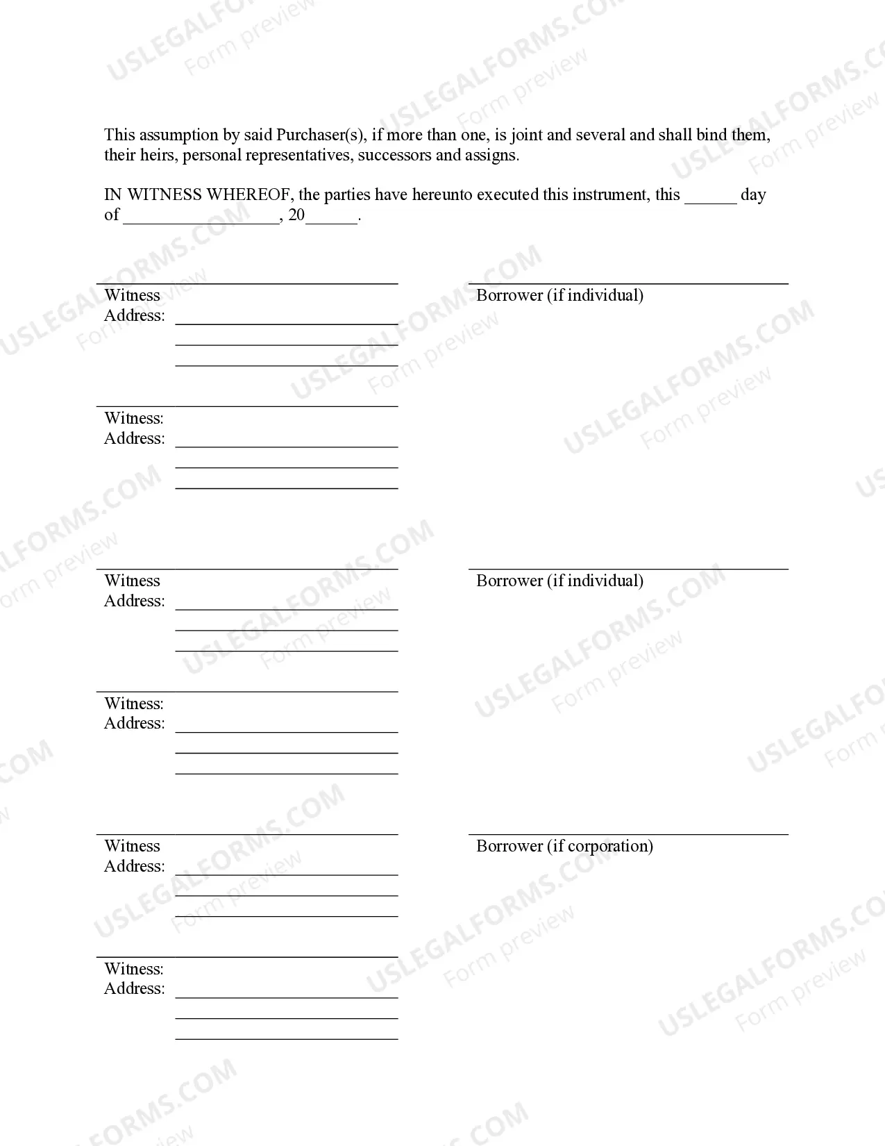 Preview Assumption Agreement of Mortgage and Release of Original Mortgagors