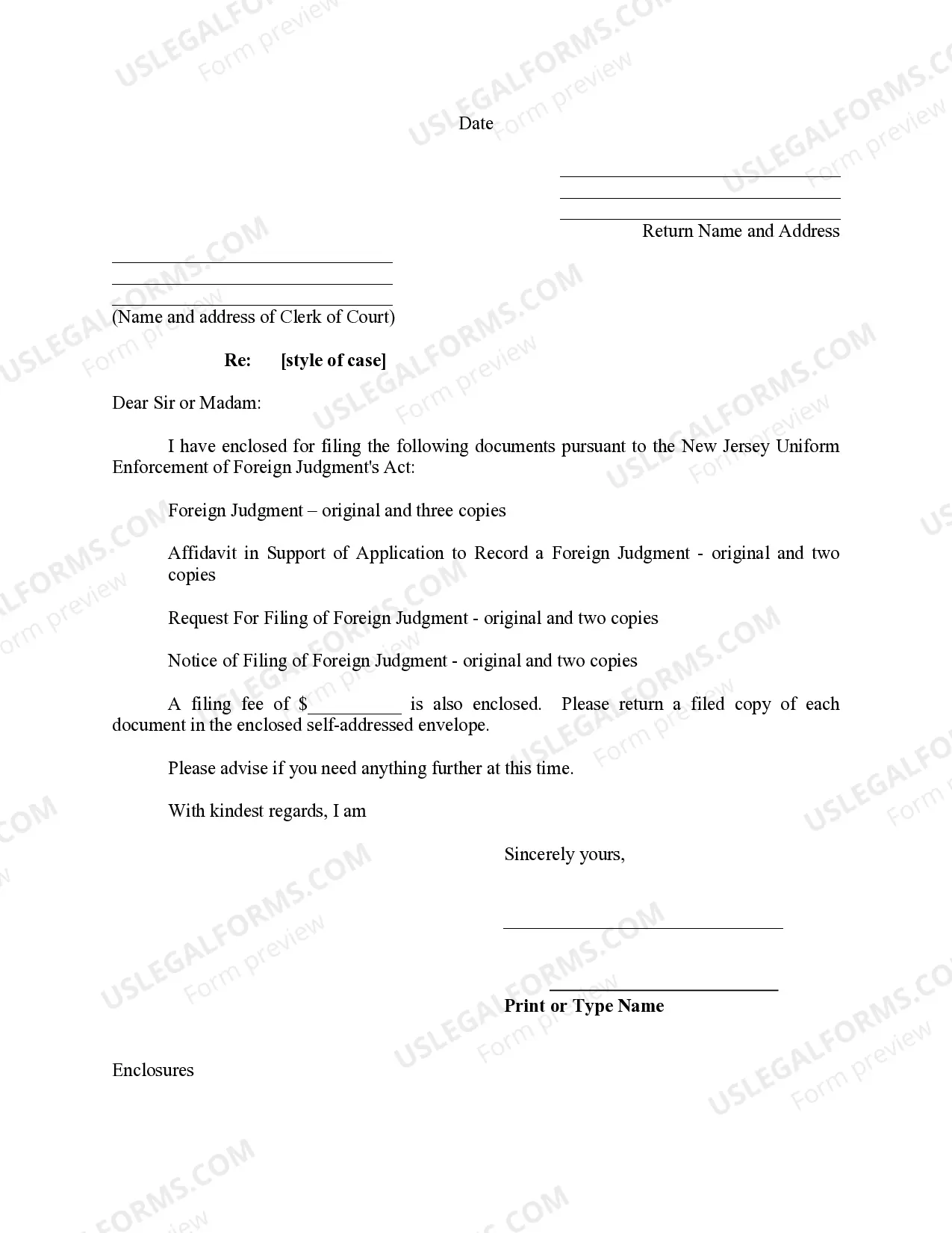 Preview New Jersey Foreign Judgment Enrollment