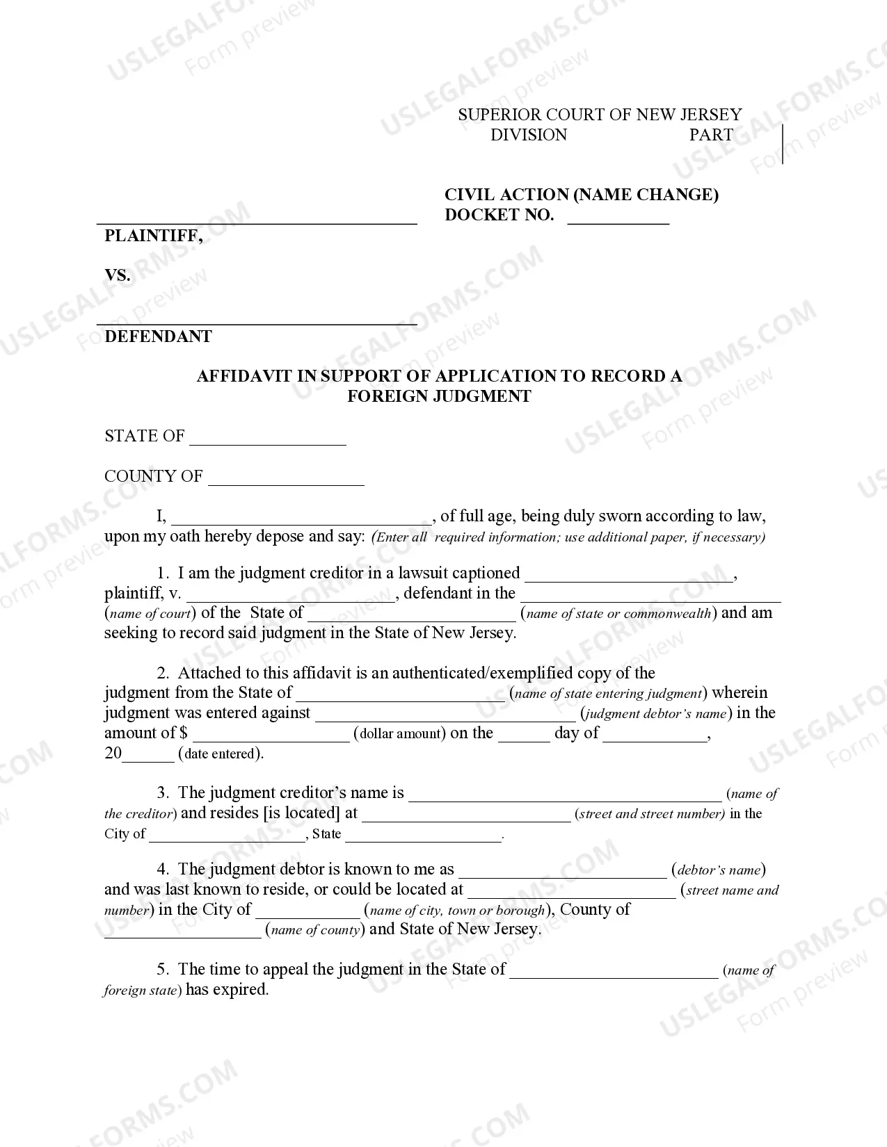 Preview New Jersey Foreign Judgment Enrollment