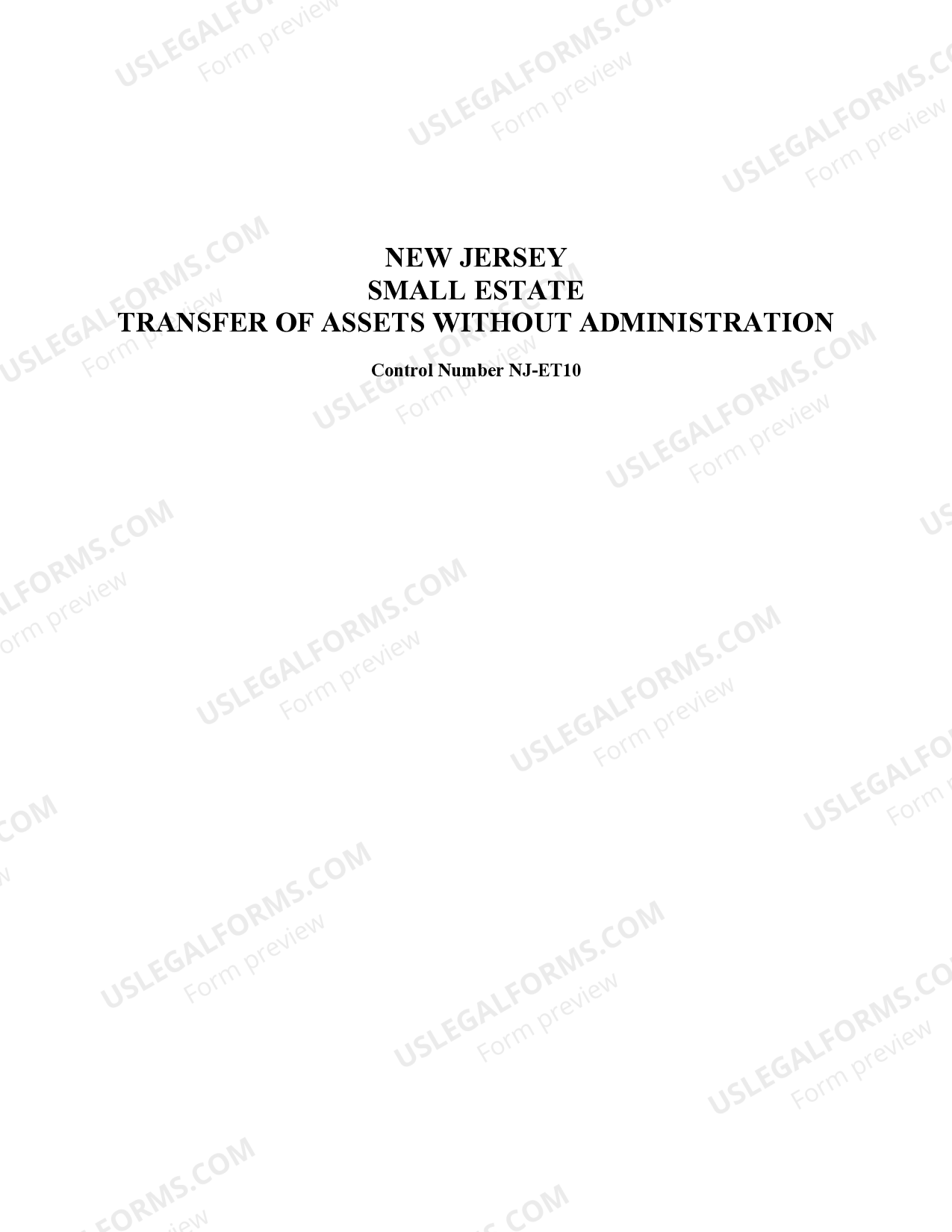 New Jersey Small Estate Affidavit for estates under 20,000 New Jersey
