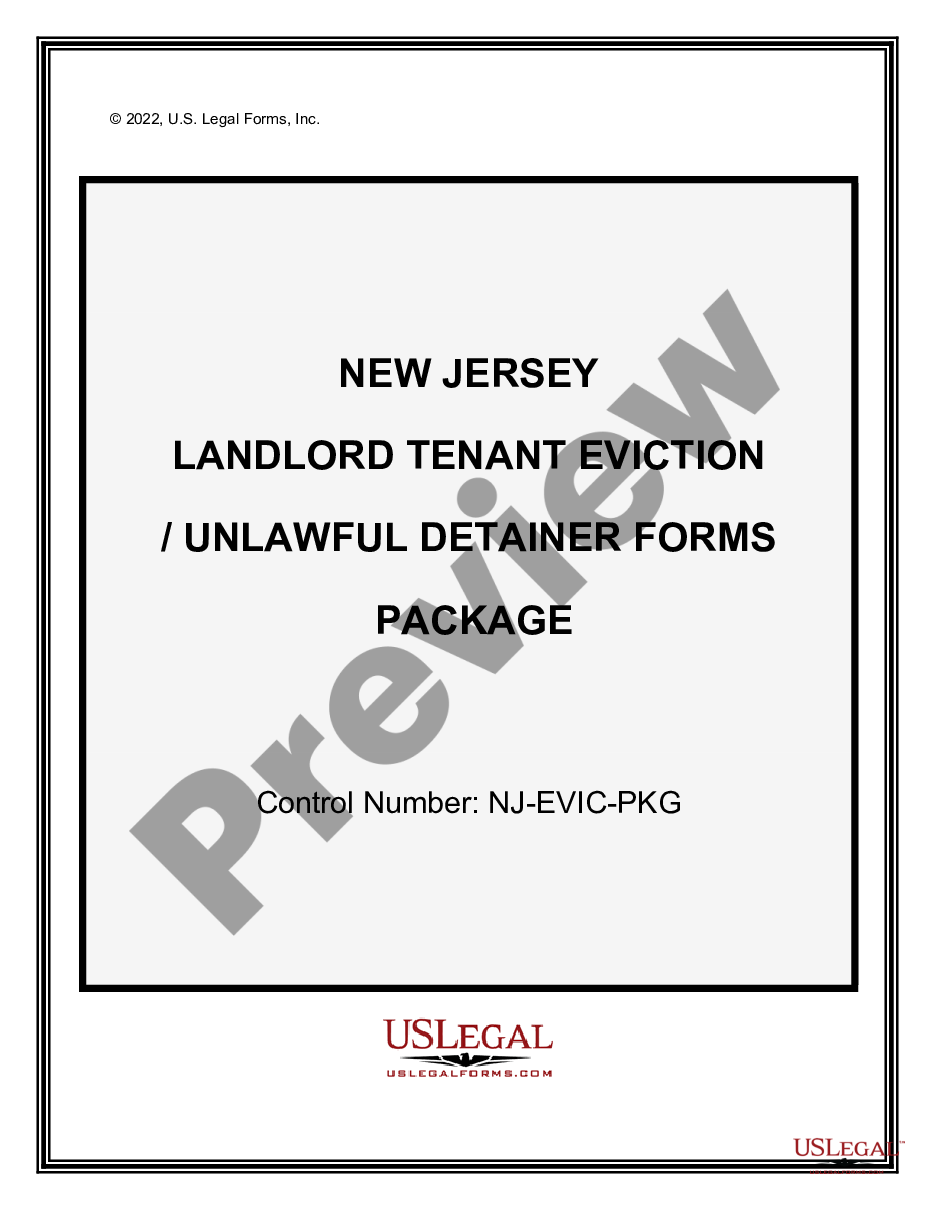 Newark New Jersey Landlord Tenant Eviction / Unlawful Detainer Forms