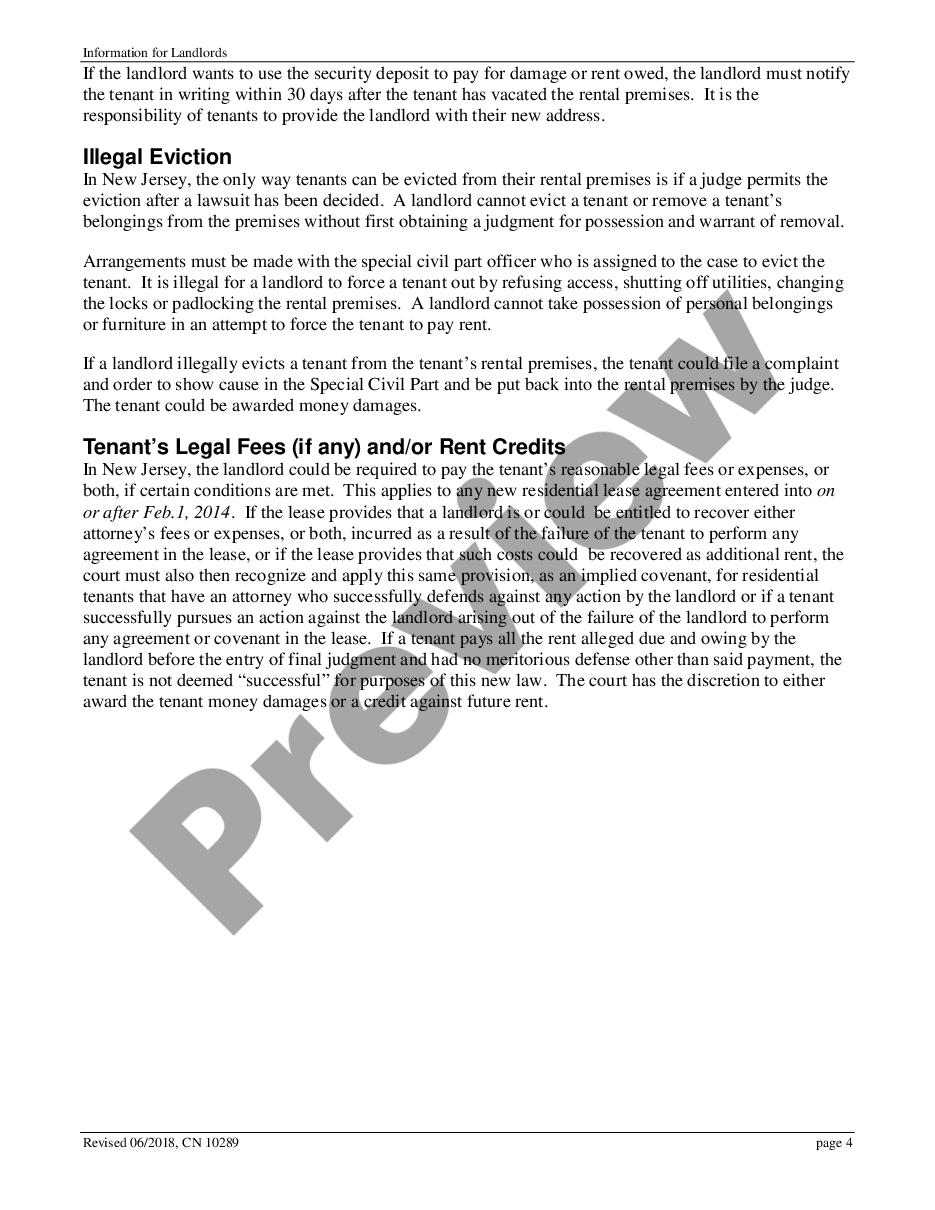 New Jersey Landlord And Tenant Court Handbook New Jersey Tenants Rights Handbook Us Legal Forms