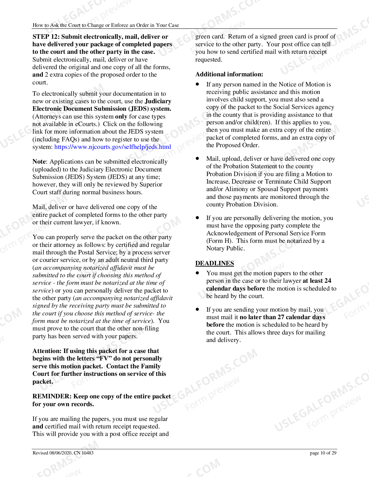 New Jersey How To Ask The Court To Change Or Enforce An