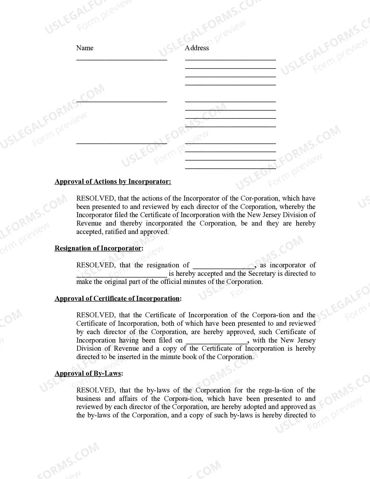 Preview Minutes for Organizational Meeting