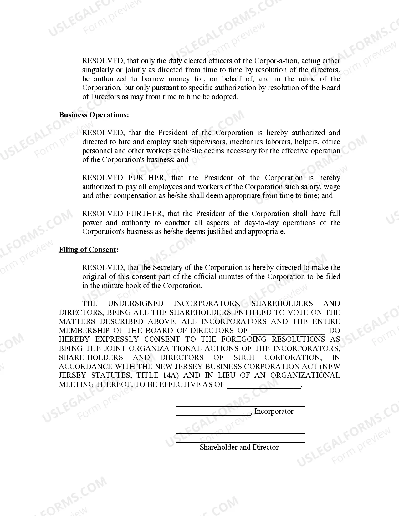 Preview Minutes for Organizational Meeting