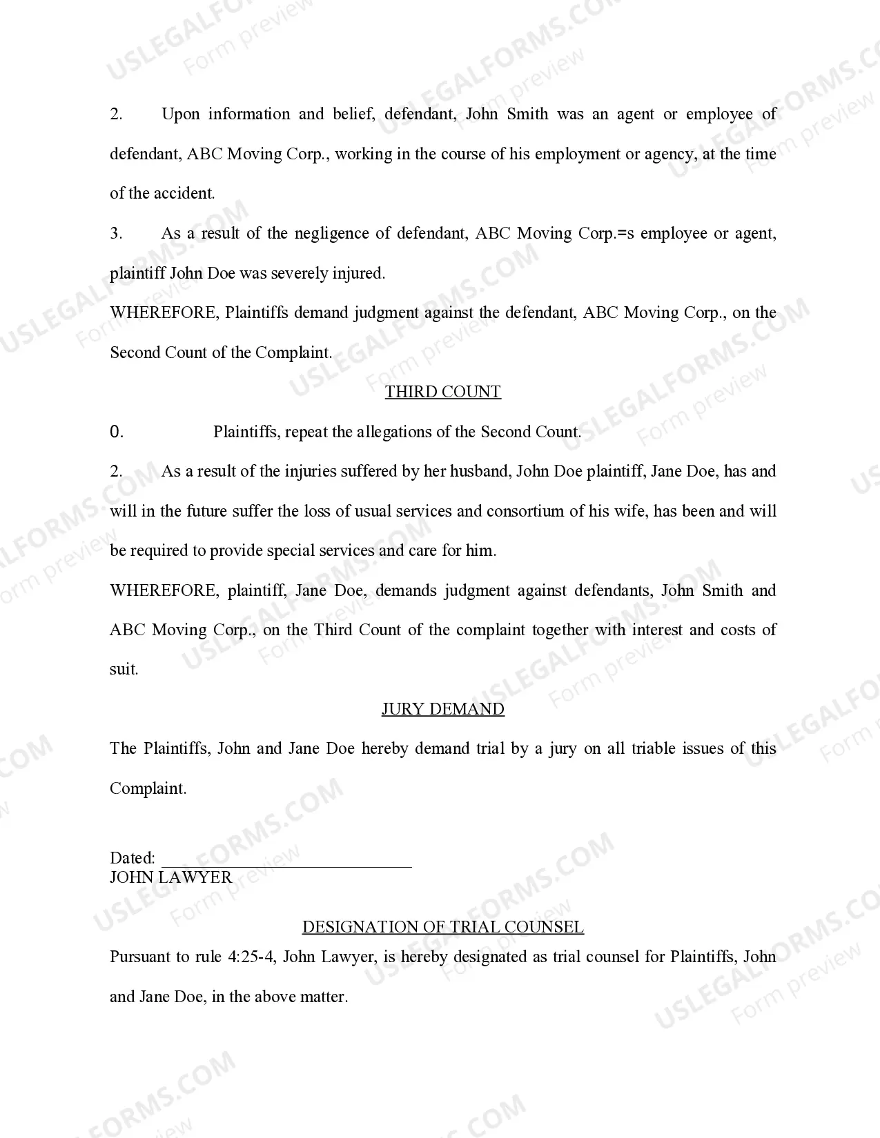 Preview Complaint Auto Negligence Commercial Vehicle