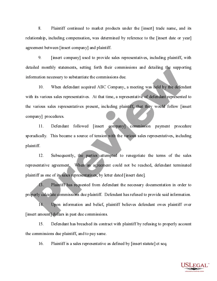 Get Complaint Breach of Commission Contract Preview Complaint Breach of Commission Contract
