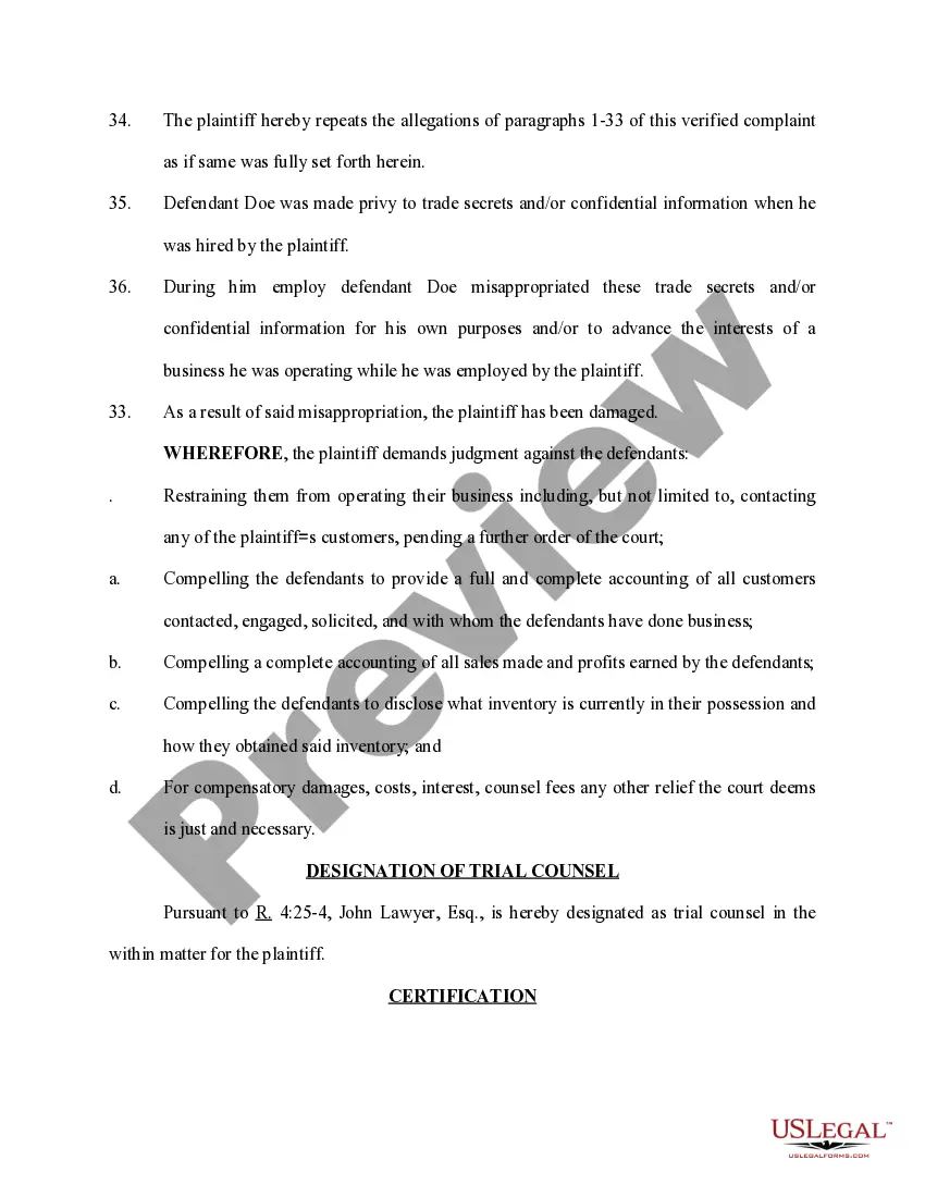 Preview Complaint by Employer for Tortious Acts by Employee