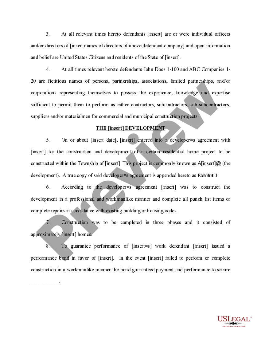 Get Complaint by Municipality Against Contractor for Breach of Contract Preview Complaint by Municipality Against Contractor for Breach of Contract